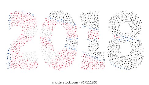 Happy new year 2018 texture in colors of the flag of Nepal made of stars