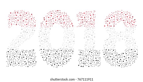 Happy new year 2018 texture in colors of the flag of Yemen made of stars