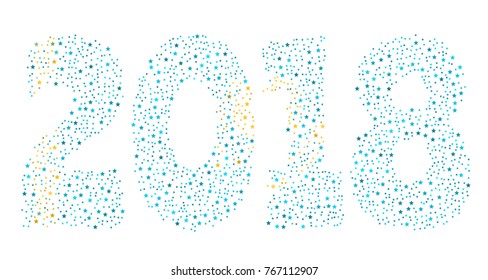 Happy new year 2018 texture in colors of the flag of Kazakhstan made of stars