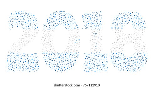 Happy new year 2018 texture in colors of the flag of Honduras made of stars