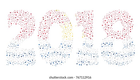 Happy new year 2018 texture in colors of the flag of Kiribati made of stars