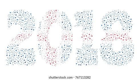 Happy new year 2018 texture in colors of the flag of Iceland made of stars