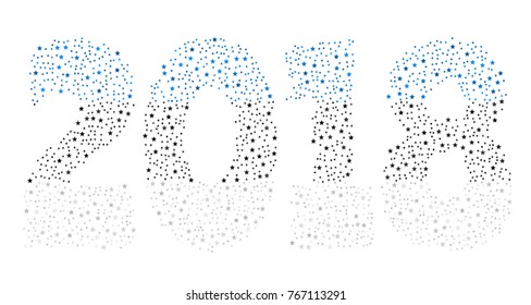 Happy new year 2018 texture in colors of the flag of Estonia made of stars