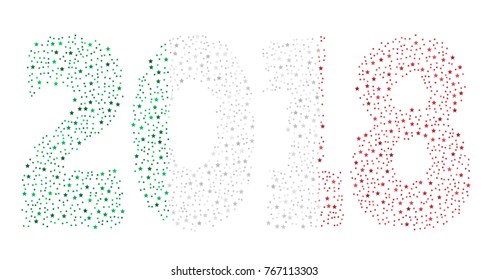 Happy new year 2018 texture in colors of the flag of Italy made of stars