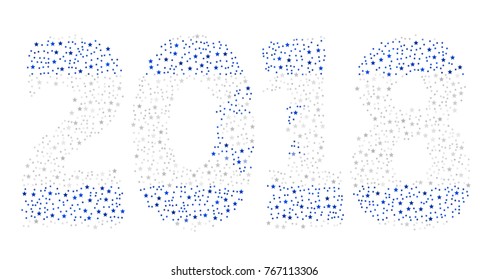 Happy new year 2018 texture in colors of the flag of Israel made of stars