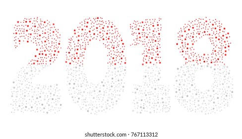 Happy new year 2018 texture in colors of the flag of Indonesia made of stars
