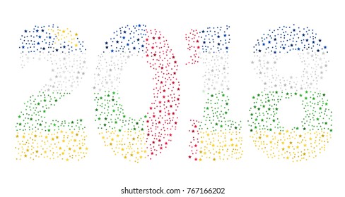 Happy new year 2018 texture in colors of the flag of The Central African Republic made of stars