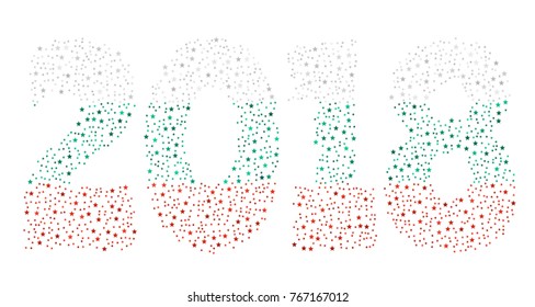 Happy new year 2018 texture in colors of the flag of Bulgaria made of stars