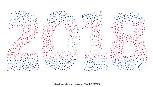 Happy new year 2018 texture in colors of the flag of Cambodia made of stars