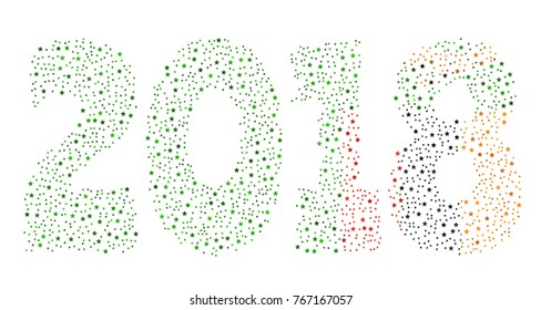 Happy new year 2018 texture in colors of the flag of Zambia made of stars