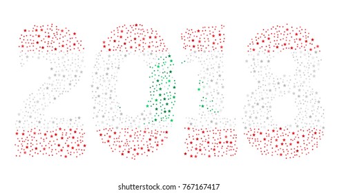 Happy new year 2018 texture in colors of the flag of Lebanon made of stars