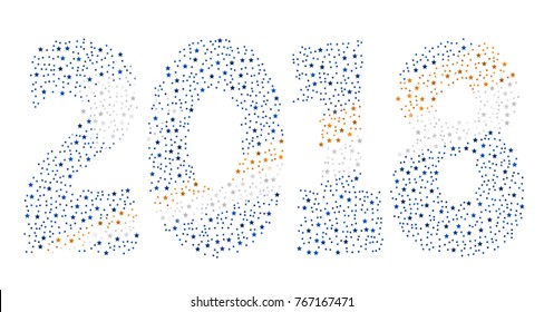 Happy new year 2018 texture in colors of the flag of The Marshall Islands made of stars