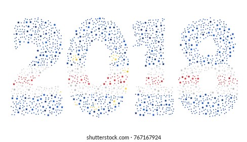 Happy new year 2018 texture in colors of the flag of Cape Verde made of stars