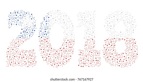 Happy new year 2018 texture in colors of the flag of Chile made of stars