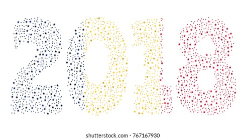 Happy new year 2018 texture in colors of the flag of Chad made of stars