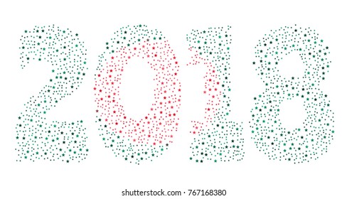 Happy new year 2018 texture in colors of the flag of Bangladesh made of stars