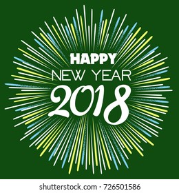 Happy new year 2018 with typography text on firework background