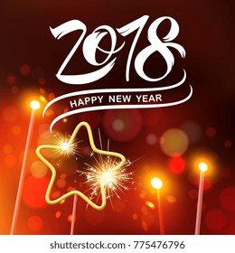 Happy New Year 2018  typography vector design for greeting cards and poster. 2018 vector number  Calligraphic Lettering design card template. Calligraphic handmade lettering. Vector illustration.