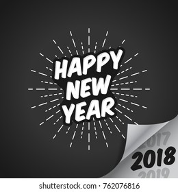 Happy New Year 2018 with Vanishing 2017 and 2019 - Vector Illustration
