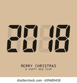 Happy New Year 2018. Vector Shining Clock Counter Illustration.
