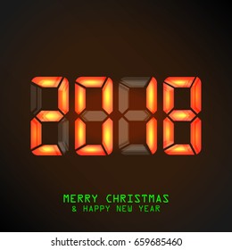 Happy New Year 2018. Vector Holiday Banner Or Poster With Abstract Clock. 
