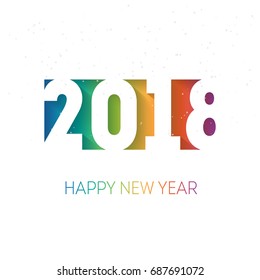 Happy new year 2018 vector background with the rainbow gradient. Cover of business diary for 2018 with wishes. Greeting colorful card. Vector brochure design template.