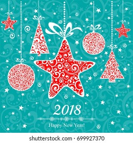 Happy new year 2018!  Vector Illustration