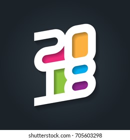 Happy New Year 2018. Vector greeting card. Cover of business diary for 2018. Vector brochure design template.