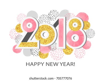 Happy New Year 2018 vector illustration. 