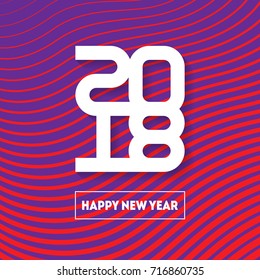 Happy New Year 2018. Vector brochure design template. Cover of business diary for 2018. Vector greeting card with modern halftone gradient