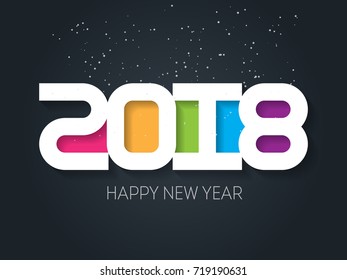 Happy New Year 2018. Vector greeting card. Cover of business diary for 2018. Vector brochure design template with inscription - Happy New Year