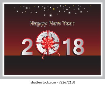 Happy New Year 2018 vector background creative design with gift box