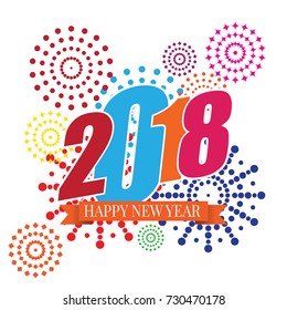 Happy new year 2018 Vector illustration of fireworks.