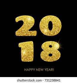 Happy New Year 2018. Vector New Year background with gold glitter