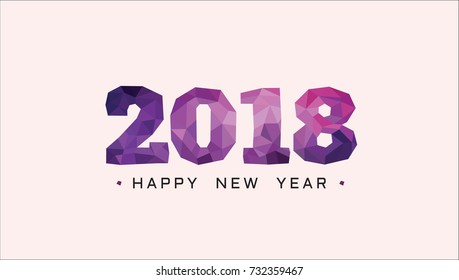 Happy New Year 2018 vector violet polygonal symbol isolated