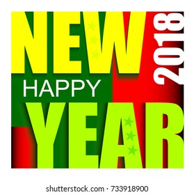 Happy New Year 2018. Vector illustration. Festive poster.