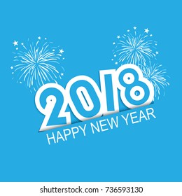 Happy new year 2018 Vector illustration of fireworks.