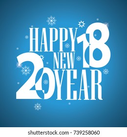 Happy new year 2018 vector background. Vector design template. Blue Cover of business diary for 2018.