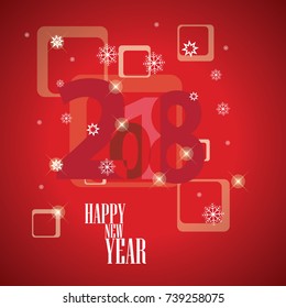Happy new year 2018 vector background. Vector design template. Red Cover of business diary for 2018.