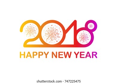 Happy new year 2018. Vector illustration of colorful fireworks