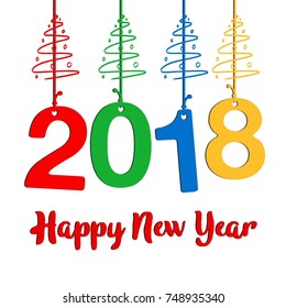 Happy New Year 2018 vector vintage