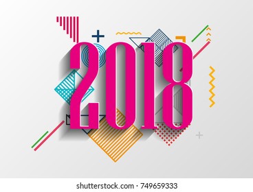 Happy new year 2018 vector background