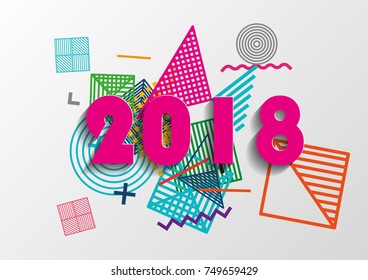 Happy new year 2018 vector background