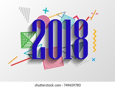 Happy new year 2018 vector 
