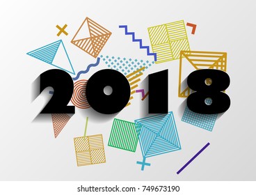Happy new year 2018 vector background
