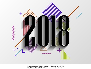 Happy new year 2018 vector background