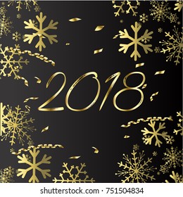 Happy New Year 2018, vector illustration Christmas background