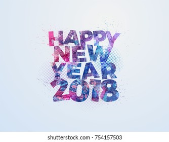 Happy New Year 2018 vector illustration greeting card design.