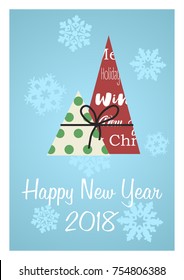 Happy New Year 2018 Vector Greeting Card