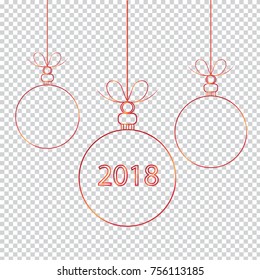 Happy New Year 2018 Vector outline christmas ball. You can easy change colors or sizes. High resolution
